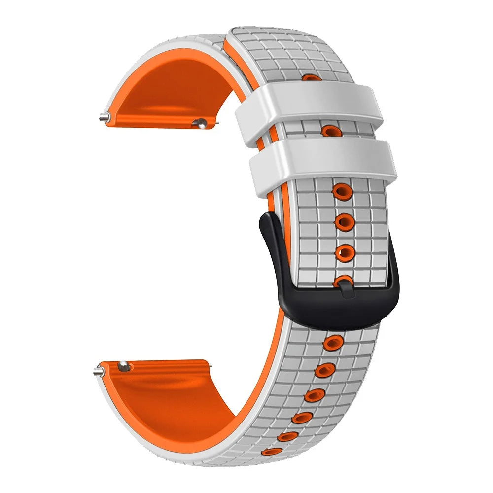 For Huami Amazfit GTS4 Mini / GTS3 / GTS2 2E Watch Strap 20mm Grids Texture Silicone Watch Band - White / Orange - 2