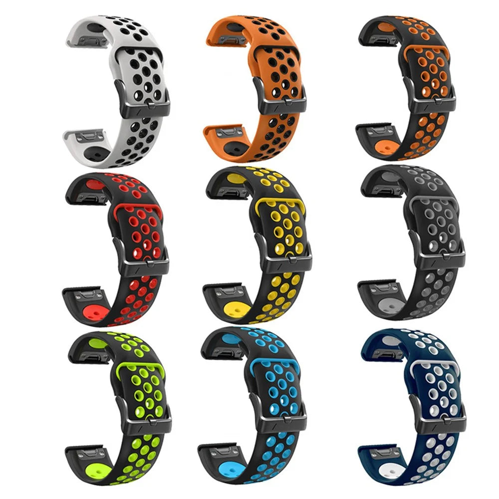 For Garmin Tactix Delta / Enduro / Fenix 7X Silicone Watch Band Dual Color Quick Release Wrist Strap - White / Black - 5