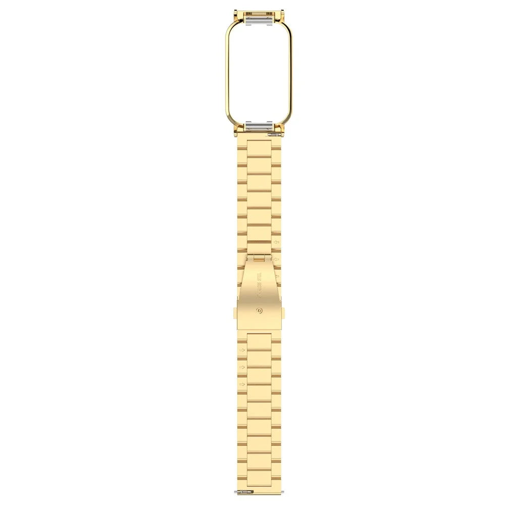 For Xiaomi Redmi Band 2 Stainless Steel Watch Band 18mm 5-Bead Watch Strap with Protective Watch Case - Gold - 4