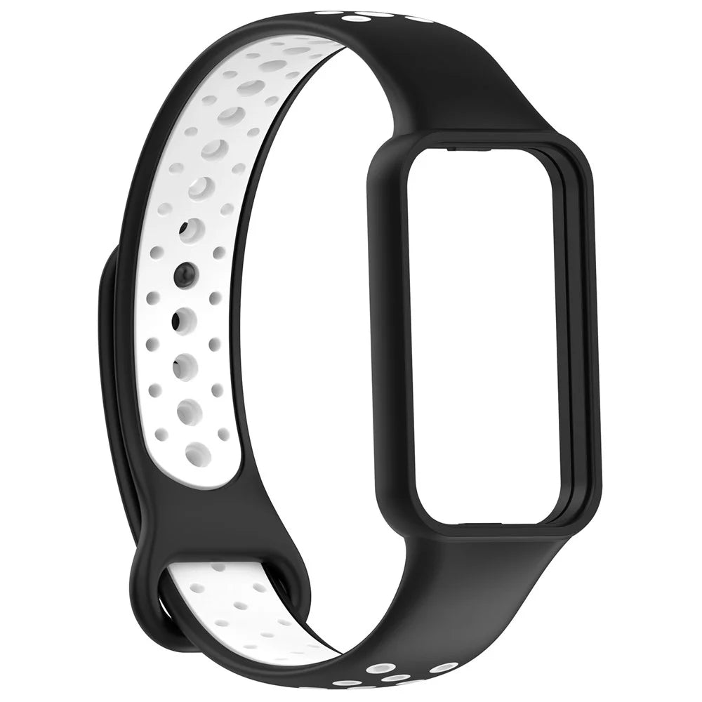 For Xiaomi Redmi Band 2 Sport Band Dual Color Soft Silicone Wristbands Replacement Strap with Case, Free Size - Black / White - 2