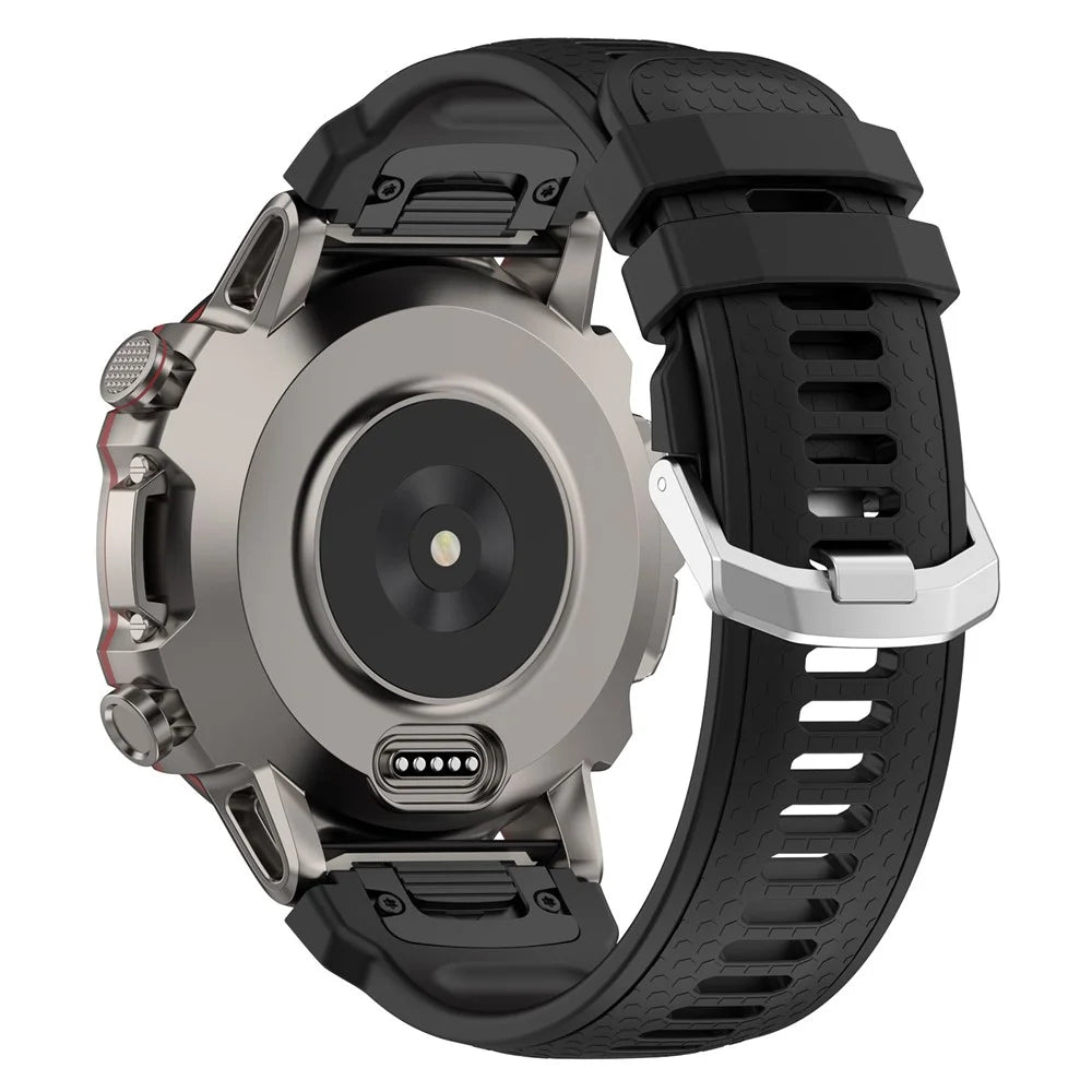 A2029 Quick Release Watch Strap for Huami Amazfit Falcon , 22mm Soft Silicone Replacement Watch Band - Black - 1