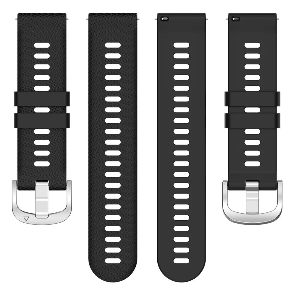 For Garmin Forerunner 265 Silicone Watch Band 22mm Cross Stripe Soft Sport Replacement Watch Strap - Black - 4