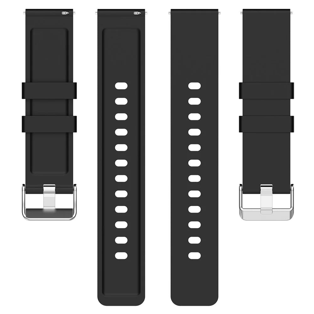Silicone Watch Band for Garmin Venu / Venu 2 Plus / Venu Sq / Venu Sq 2 , 20mm Watch Strap with Silver Stainless Steel Buckle - Black - 4