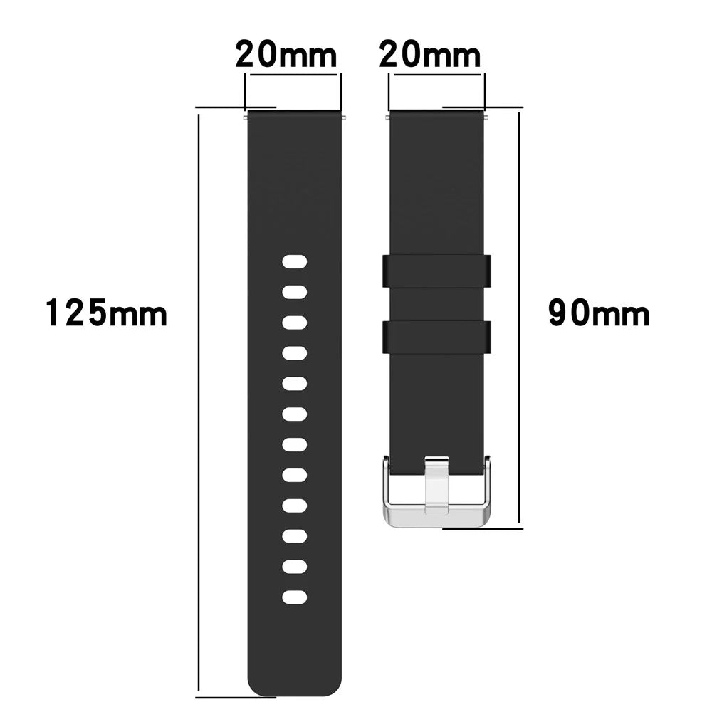 Silicone Watch Band for Garmin Venu / Venu 2 Plus / Venu Sq / Venu Sq 2 , 20mm Watch Strap with Silver Stainless Steel Buckle - Black - 7