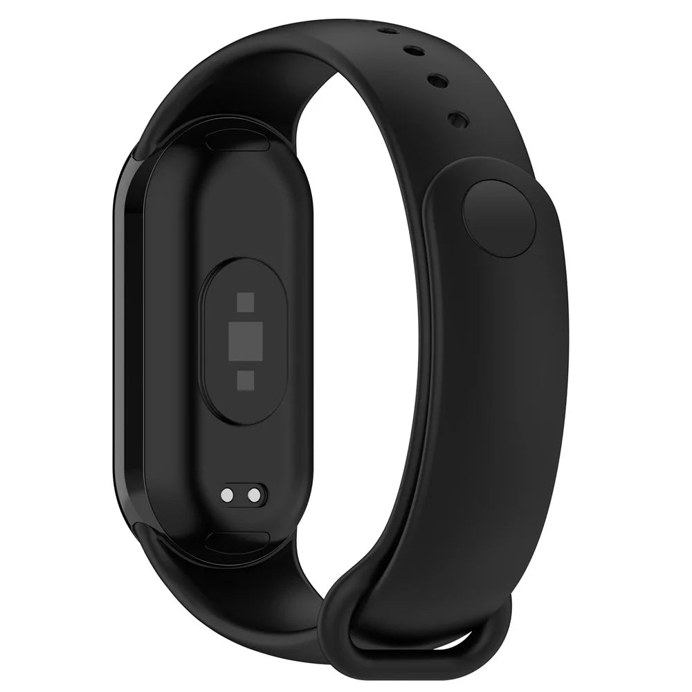 For Xiaomi Smart Band 9 NFC / 9 / 8 NFC / 8 Silicone Watch Strap Wrist Band with Stainless Steel Connector - Black - 1
