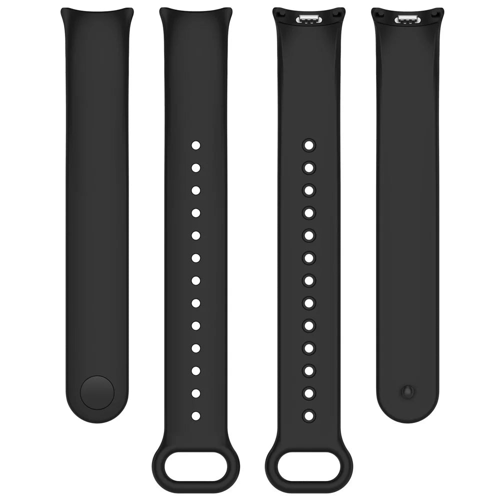 For Xiaomi Smart Band 9 NFC / 9 / 8 NFC / 8 Silicone Watch Strap Wrist Band with Stainless Steel Connector - Black - 4