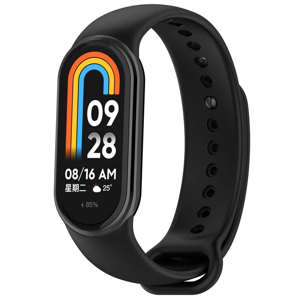 For Xiaomi Smart Band 9 NFC / 9 / 8 NFC / 8 Silicone Watch Strap Wrist Band with Stainless Steel Connector - Black - 5