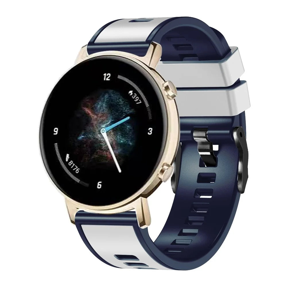 For Garmin vivomove Trend / Luxe / Style Replacement Watch Strap 20mm Dual Color Silicone Watch Band - White / Blue - 2