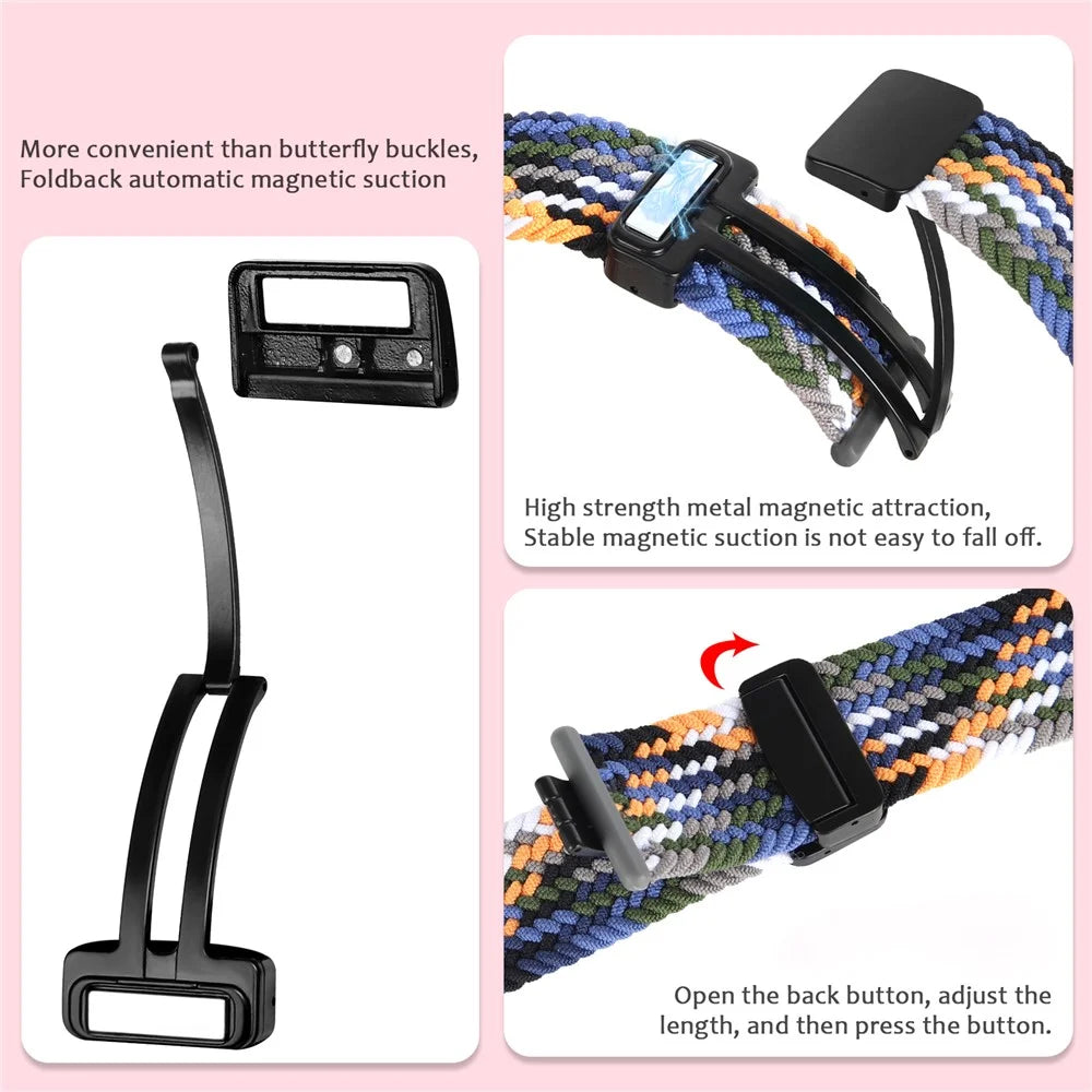 20mm Nylon Watch Bands for Garmin vivomove Trend / Style / Luxe Folding Buckle Adjustable Braided Strap - Denim - 4