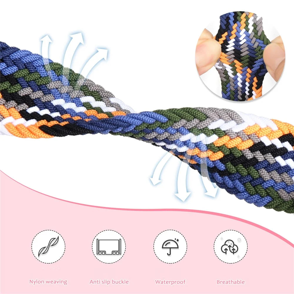 20mm Nylon Watch Bands for Garmin vivomove Trend / Style / Luxe Folding Buckle Adjustable Braided Strap - Denim - 5