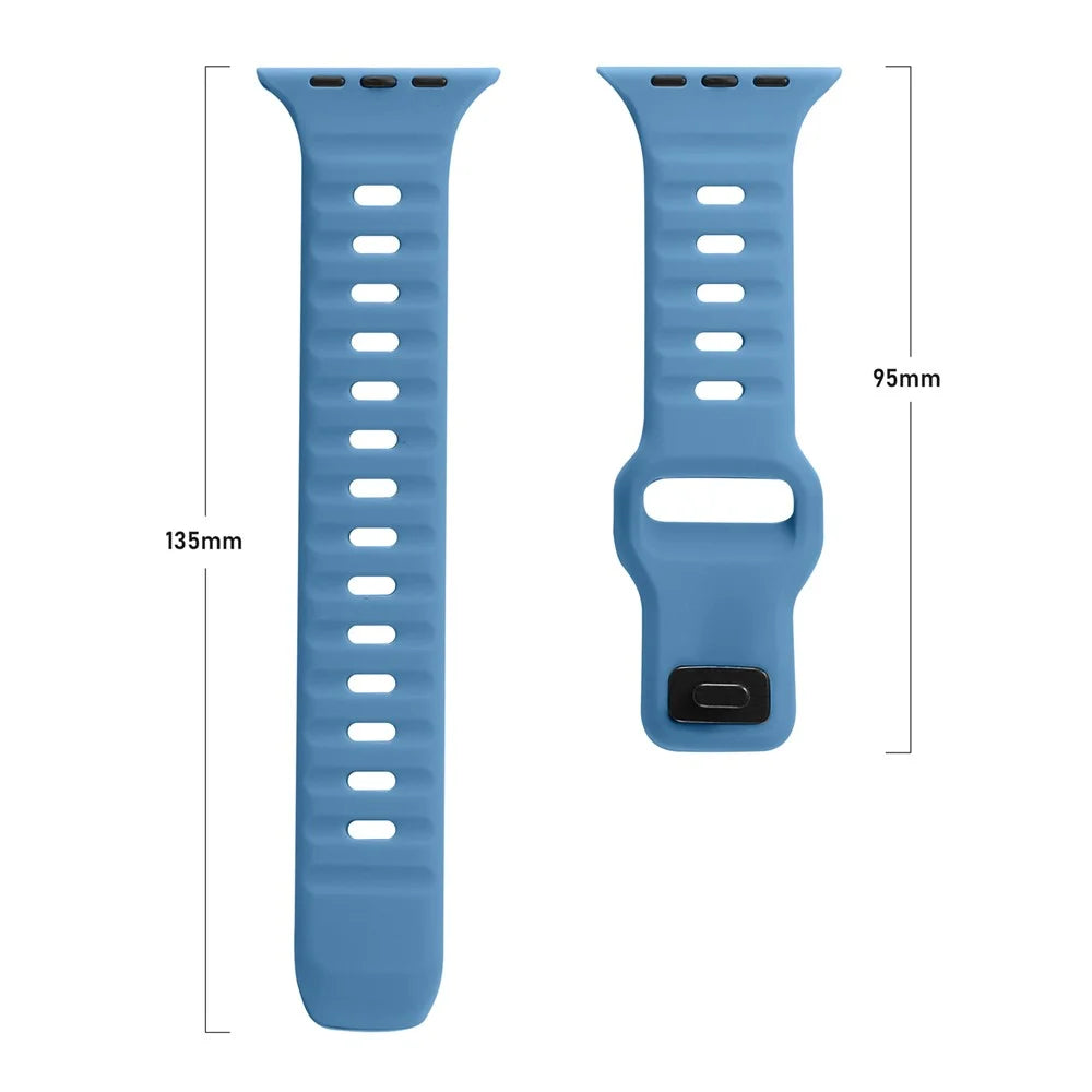 Watch Strap for Apple Watch Series 11 10 42mm / 9 8 7 41mm / SE3 SE2 SE 6 5 4 40mm / 3 2 1 38mm Watch Strap Silicone Wrist Band with Square Buckle - Blue - 3