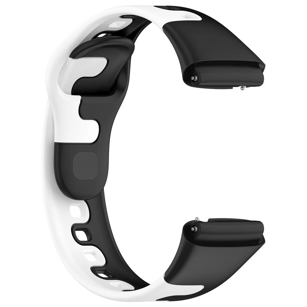 Watch Strap for Xiaomi Redmi Watch 3 Lite / Watch 3 Active Double Color Splicing Replacement Silicone Watchband - Black+White - 3