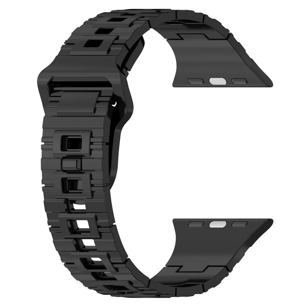For Apple Watch Ultra 3 2 1 49mm / Series 11 10 46mm / 9 8 7 45mm / SE3 SE2 SE 6 5 4 44mm / 3 2 1 42mm Electroplating Silicone Watch Strap - Titanium Black - 2