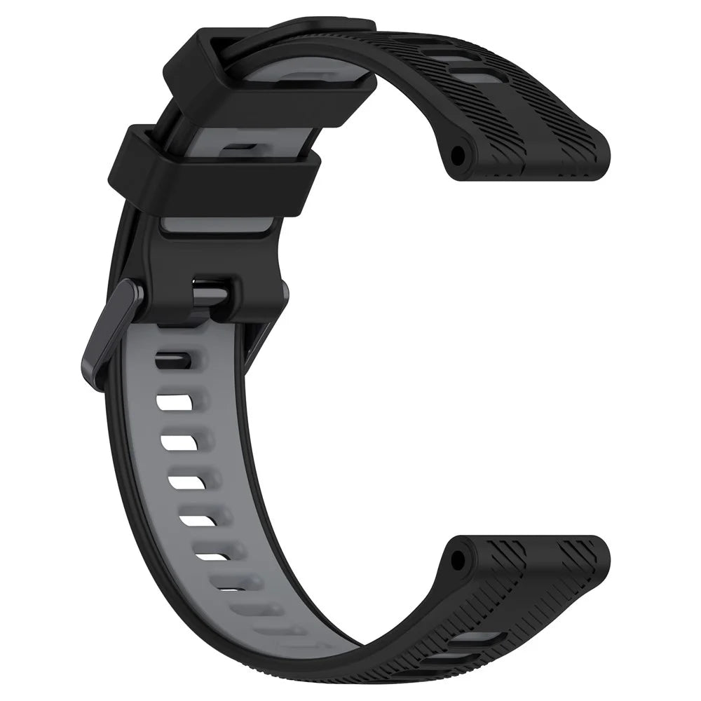 For Garmin Forerunner 965 / 955 / 945 / 935 / 745 Silicone Watch Band Twill Texture Dual Color Wrist Strap - Black+Grey - 2