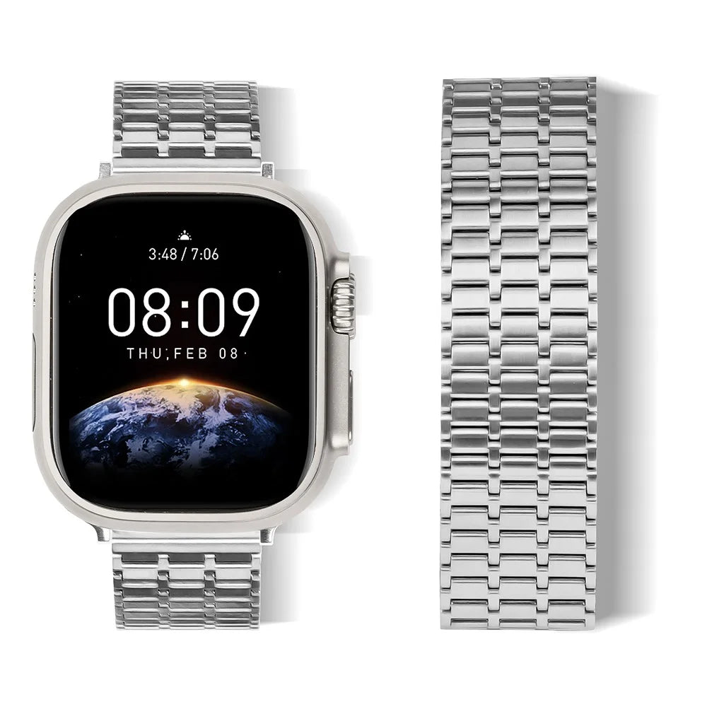 Watch Strap for Apple Watch Series 11 10 42mm / 9 8 7 41mm / SE3 SE2 SE 6 5 4 40mm / 3 2 1 38mm 316L Stainless Steel Watch Band Magnetic Adjustable Strap - Silver - 3