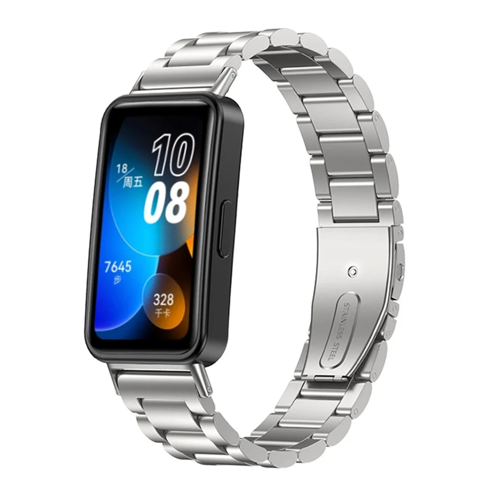 For Huawei Band 8 / Band 8 NFC / Band 9 / Band 9 NFC Watch Band Stainless Steel Metal Watch Strap - Silver - 2