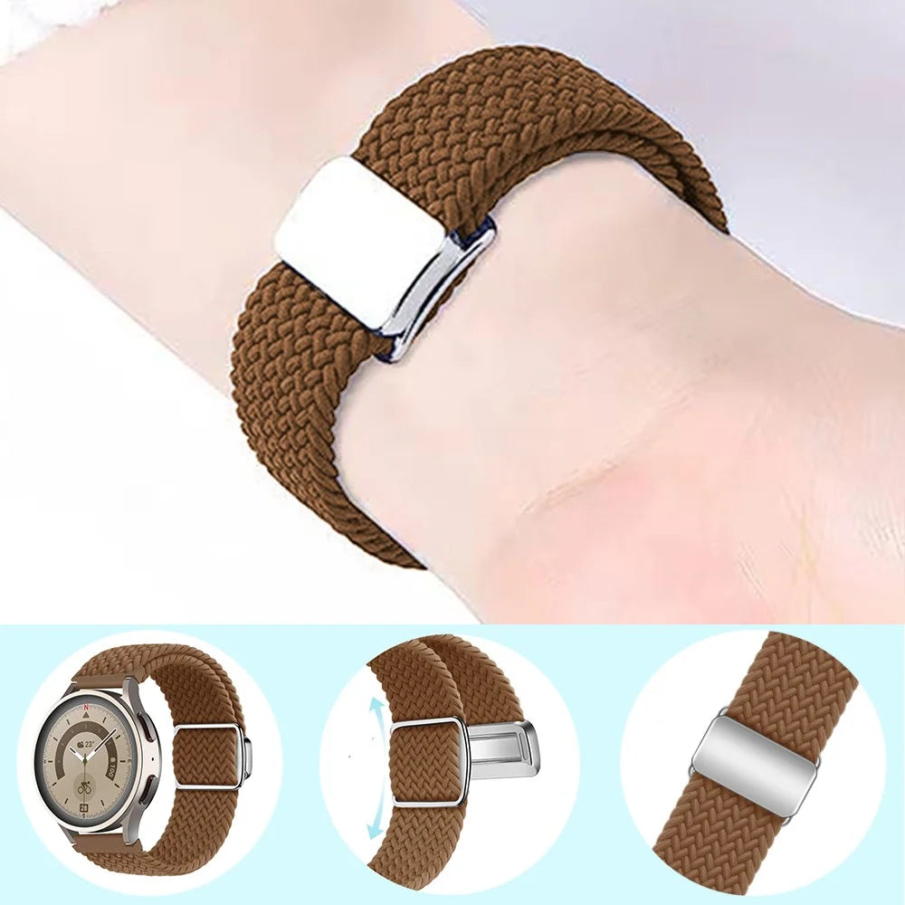 Nylon Watch Bands for Samsung Galaxy Watch6 / Watch6 Classic / Watch 5 / Watch 5 Pro / Watch4  20mm Wrist Strap - Brown - 4