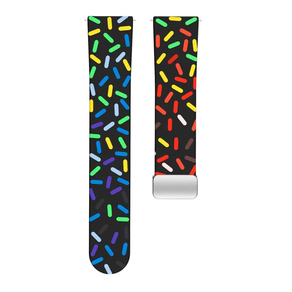 Silicone Bands for Samsung Galaxy Watch6 / Watch6 Classic / Watch 5 / Watch 5 Pro / Watch4 20mm Watch Strap with Silver Buckle - Black Rainbow - 2