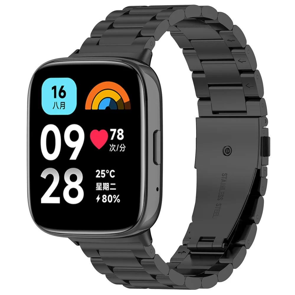 For Xiaomi Redmi Watch 3 Active  /  Watch 3 Lite Replacement Band Stainless Steel Watch Strap - Black - 4