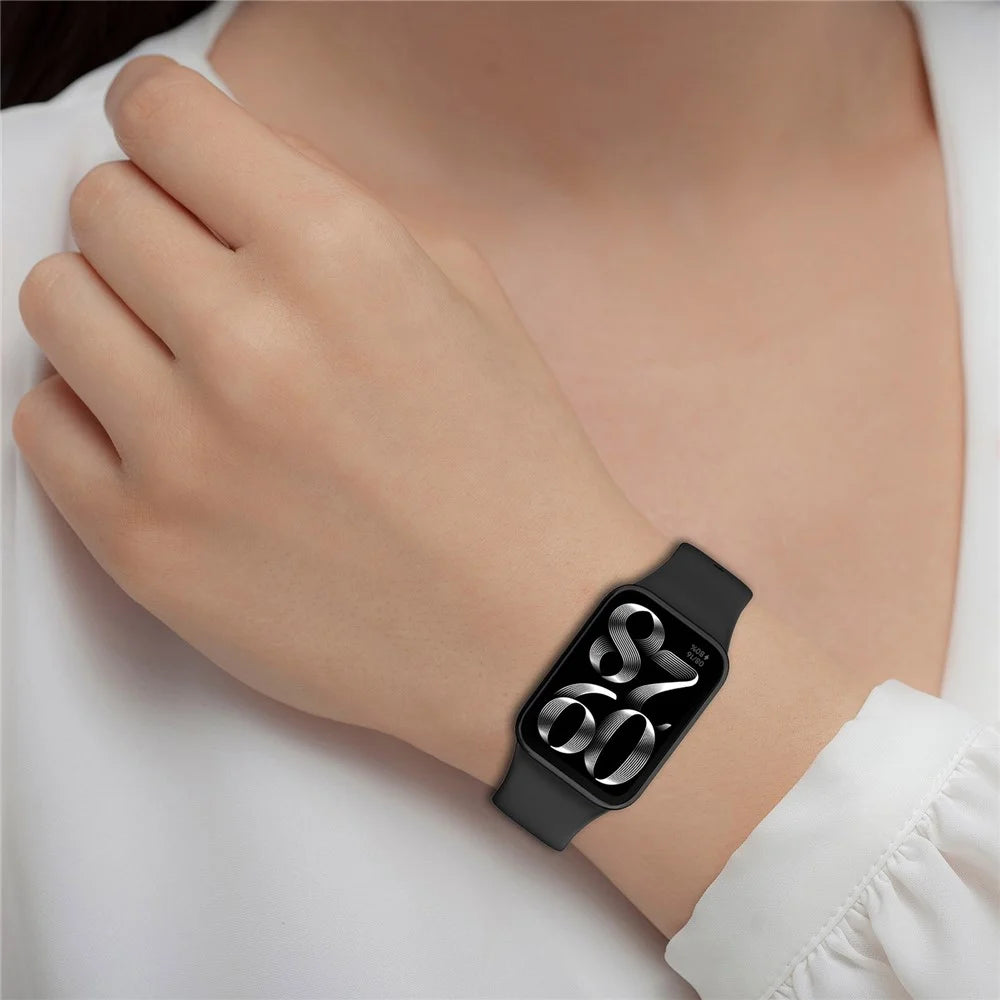 Watch Band for Xiaomi Smart Band 10 Pro / 9 Pro / 8 Pro / Redmi Watch 6 / 5 / 4 Soft Silicone Sport Replacement Strap with Black Buckle - Black - 6