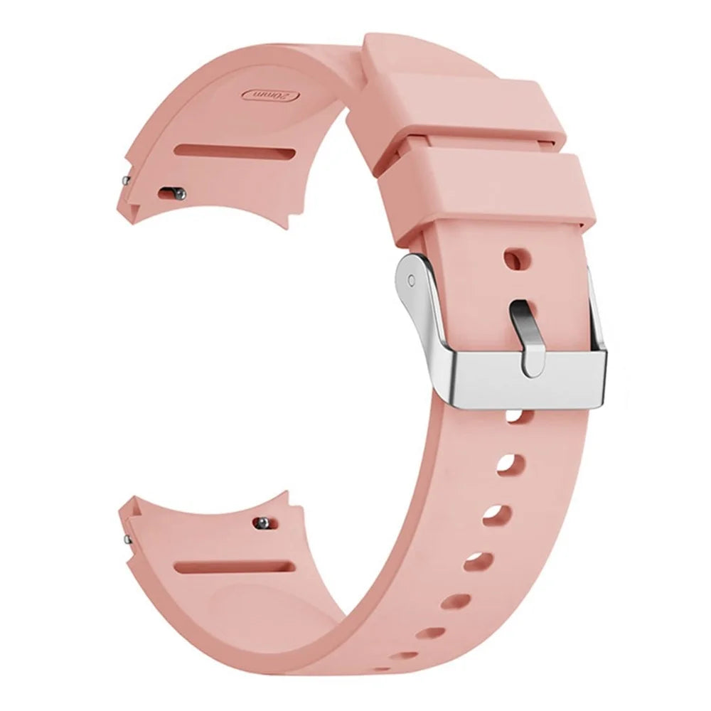 For Samsung Galaxy Watch FE 40mm / Watch6 40mm / 44mm / Watch6 Classic 43mm / 47mm Watch Band Silicone Strap with Silver Buckle - Pink - 2