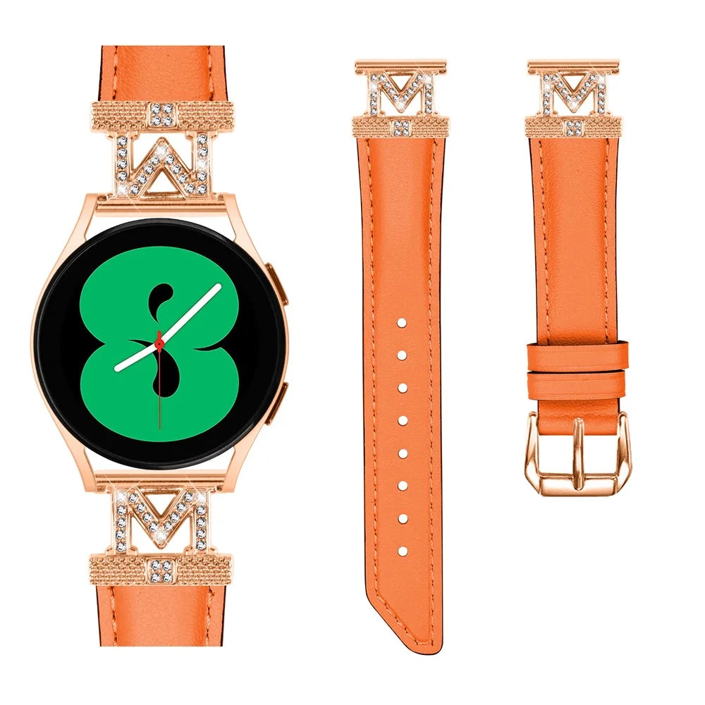 For Huami Amazfit Cheetah Pro Replacement Strap with Rose Gold Buckle, 20mm M-Shape Connector Watch Band - Orange - 2