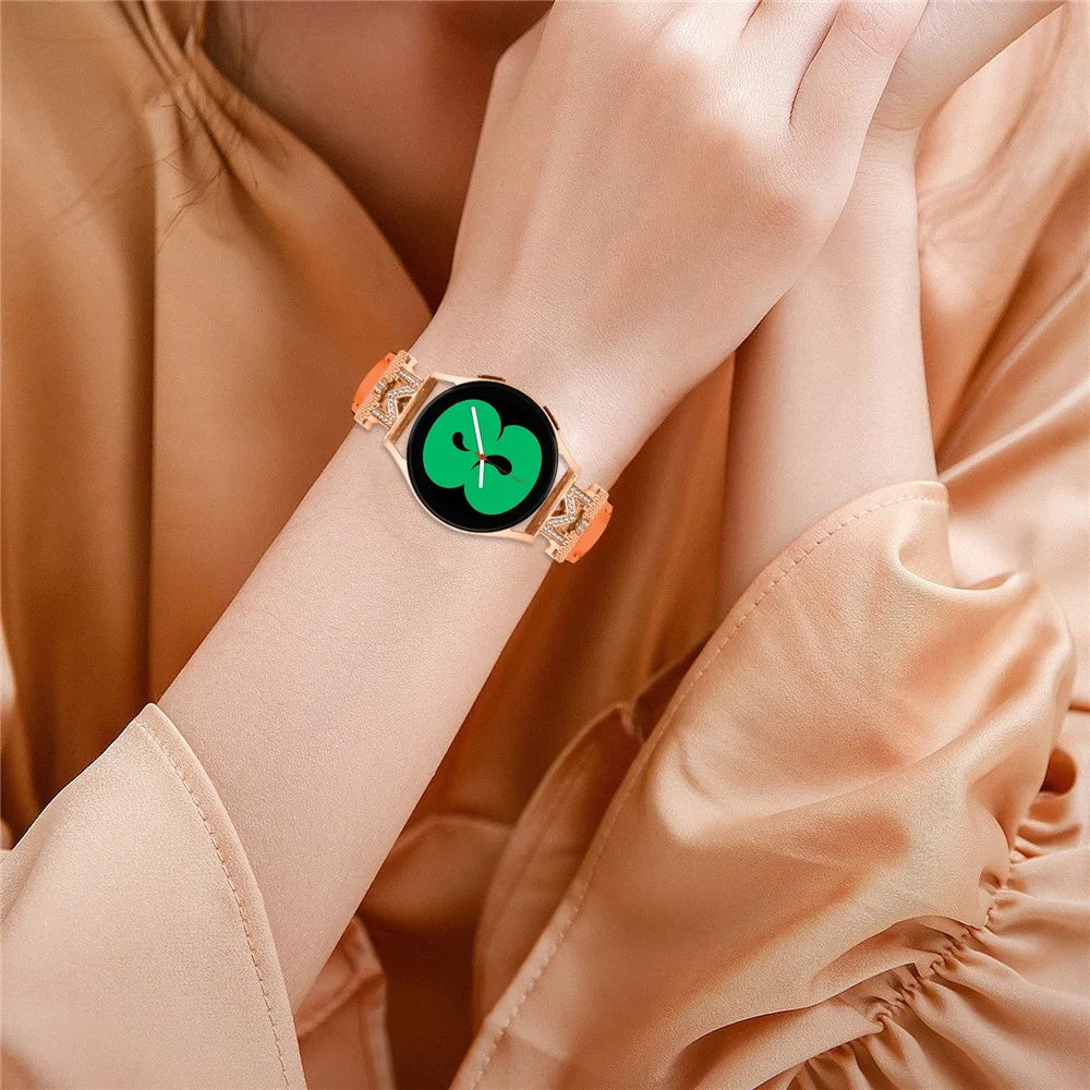For Huami Amazfit Cheetah Pro Replacement Strap with Rose Gold Buckle, 20mm M-Shape Connector Watch Band - Orange - 5