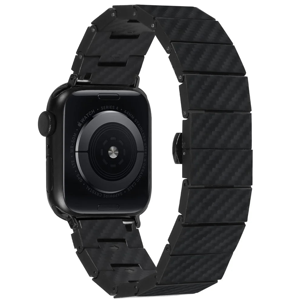 Watch Strap for Apple Watch Ultra 3 2 1 49mm / Series 11 10 46mm / 9 8 7 45mm / SE3 SE2 SE 6 5 4 44mm / 3 2 1 42mm Carbon Fiber Wristband - 1