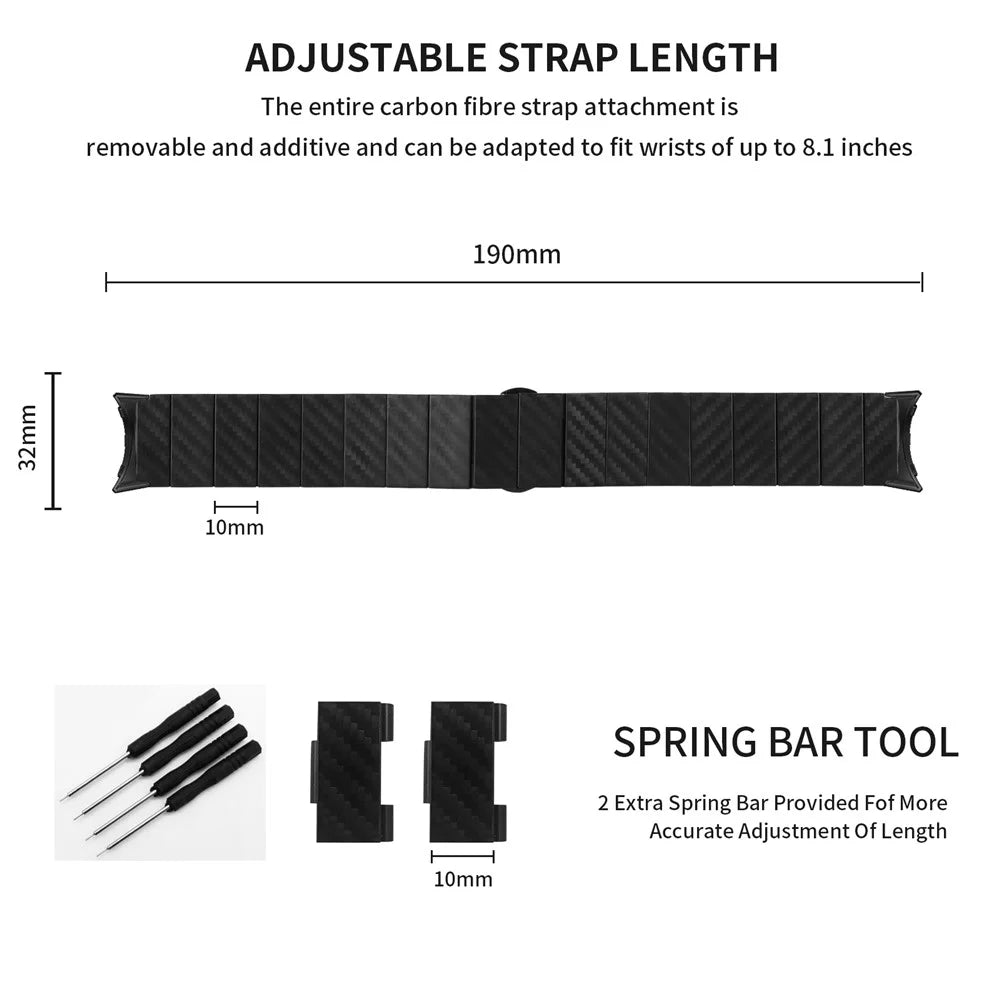 For Google Pixel Watch 4 41mm / Watch 3 41mm / Watch 2 / Watch Watch Band with Connector Carbon Fiber Texture Metal Watch Strap - 6