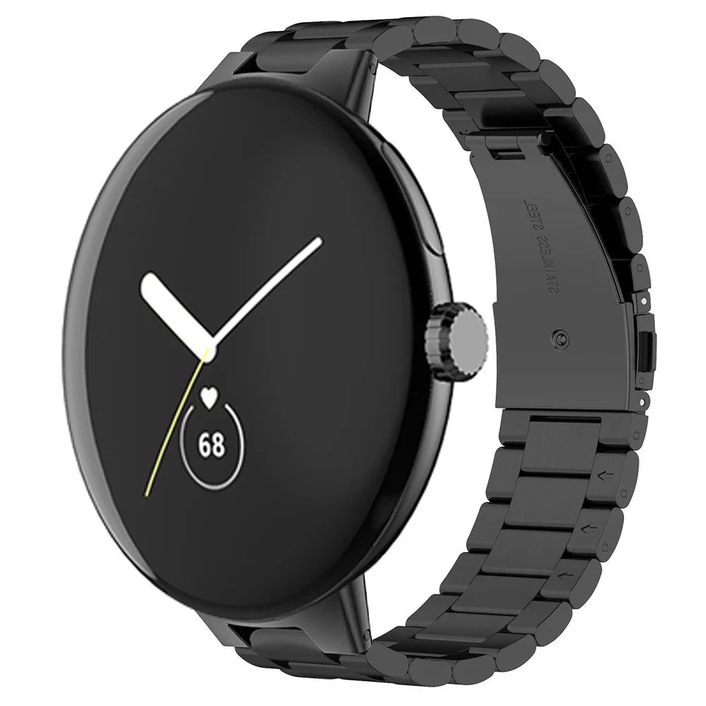 For Google Pixel Watch 4 41mm / Watch 3 41mm / Watch 2 / Watch Stainless Steel Watch Strap Integrate Replacement Watch Band - Black - 4