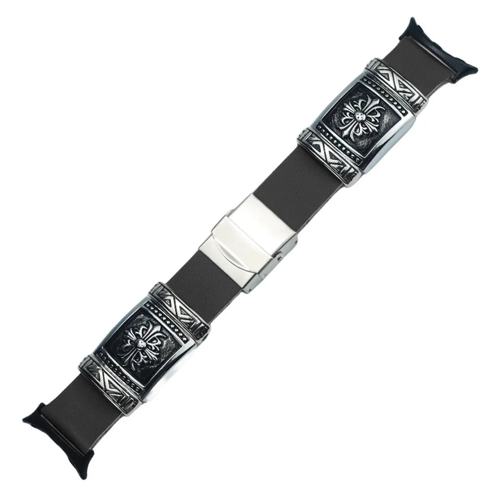 For Google Pixel Watch 4 41mm / Watch 3 41mm / Watch 2 / Watch Replacement Strap Ethnic Embossed Bracelets Watch Band - Black - 2