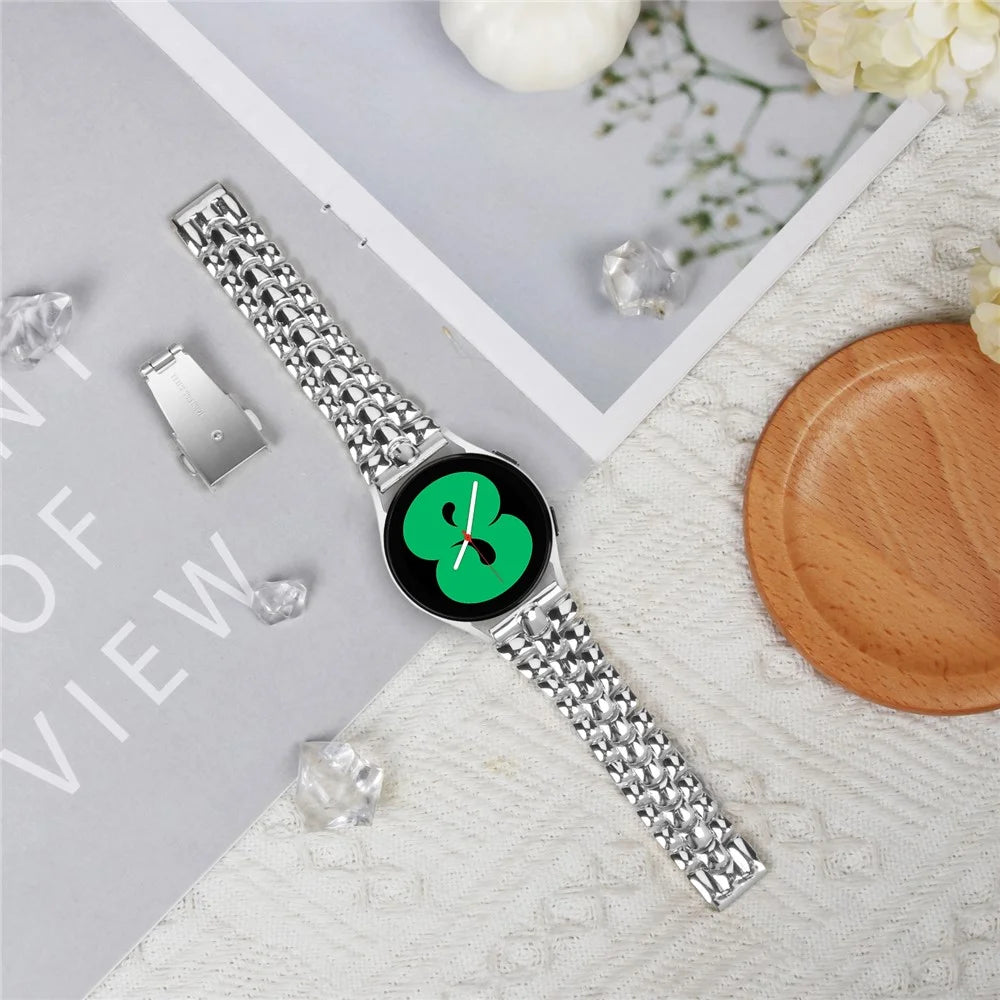 For Garmin Vivomove / Vivomove HR Stainless Steel Smart Watch Strap 20mm Replace Wrist Band - Silver - 4