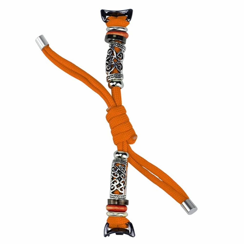 For Xiaomi Smart Band 9 NFC / 9 / 8 NFC / 8 Beads Braided Watch Strap Adjustable Wrist Band Bracelet - Orange - 3