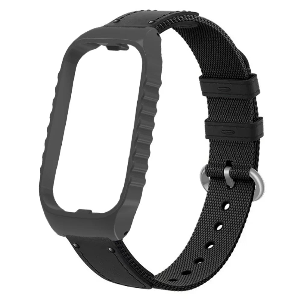 For Xiaomi Smart Band 8 Active / Redmi Smart Band 2 Strap Nylon Canvas Woven Watch Bands - Black - 2
