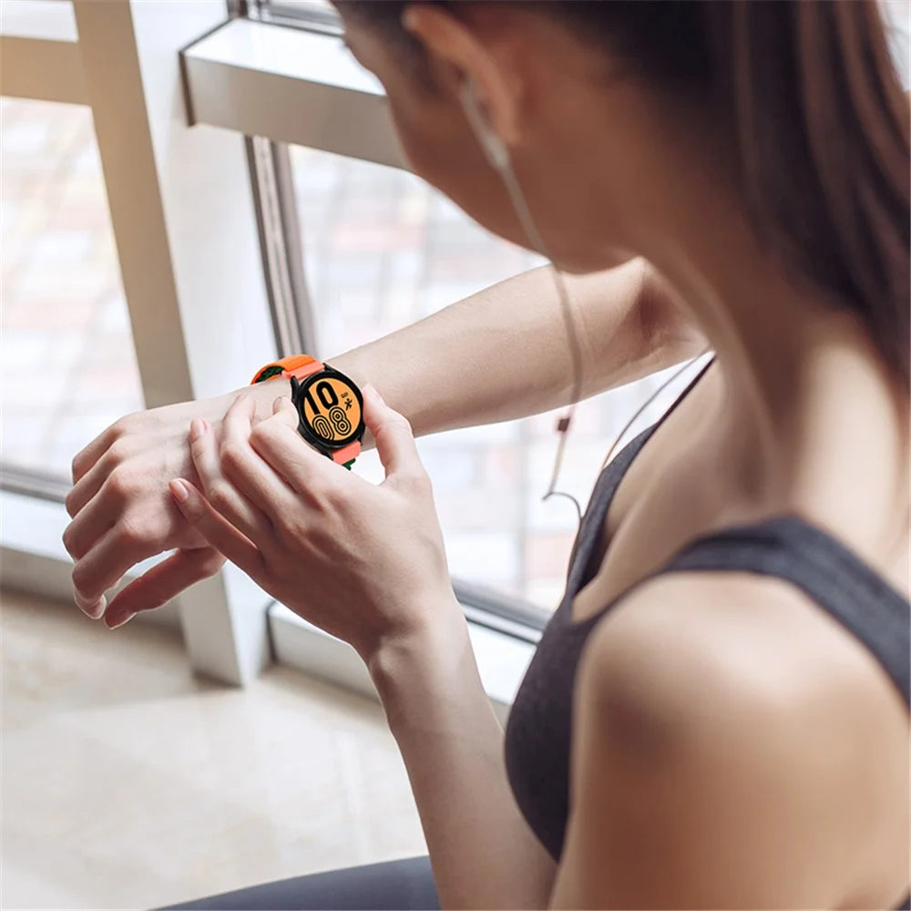 For Huawei / Samsung / Huami Amazfit GTS 4 / 3 / 2 / 1 / mini Watch Band Universal 20mm Nylon Wrist Strap - Orange+Black - 4
