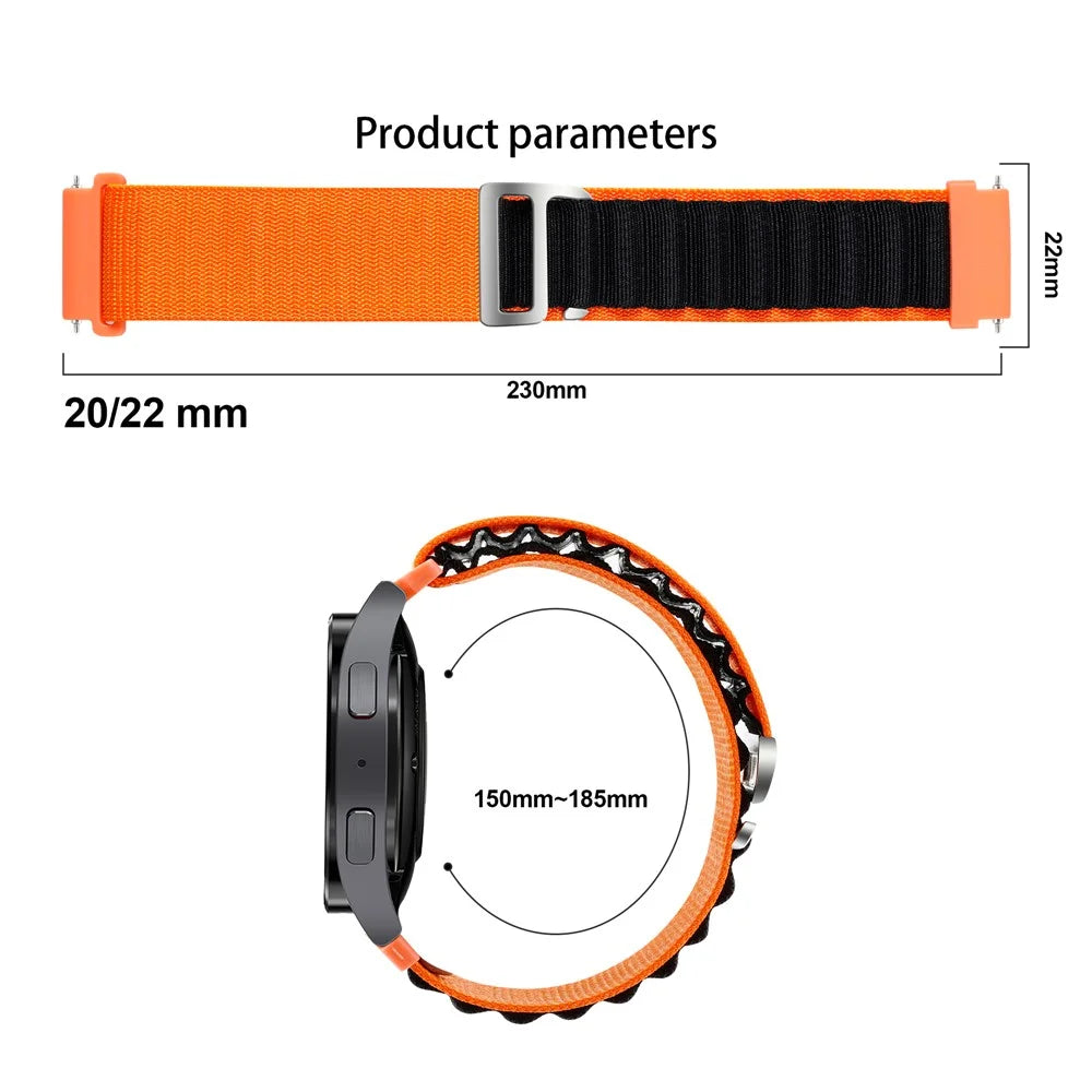 For Huawei / Samsung / Huami Amazfit GTS 4 / 3 / 2 / 1 / mini Watch Band Universal 20mm Nylon Wrist Strap - Orange+Black - 6