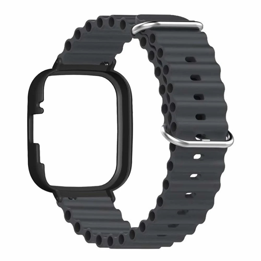 For Xiaomi Redmi Watch 3 Sport Bands Ocean Silicone Watch Strap with Case - Black - 2