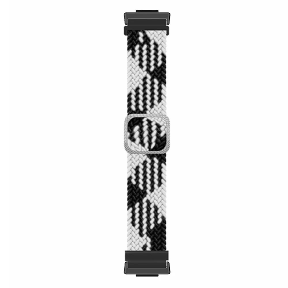 For Huawei Watch Fit 2 Adjustable Watch Strap Braided Elastic Wristband - Black White - 3