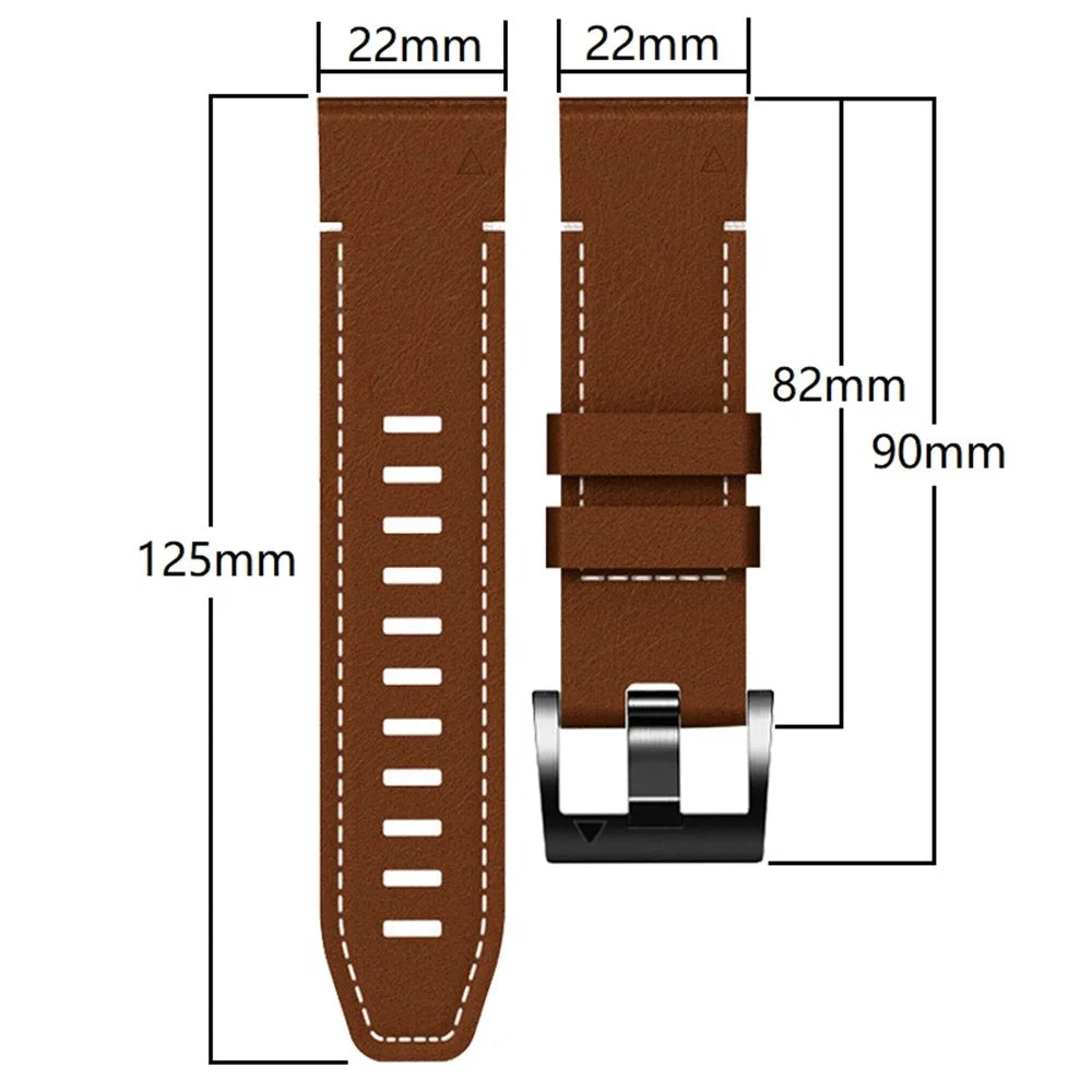 For Garmin Fenix 7 / Forerunner 965 / 955 / 945 / 935 Watch Band Leather+Silicone Wriststrap - Black - 5