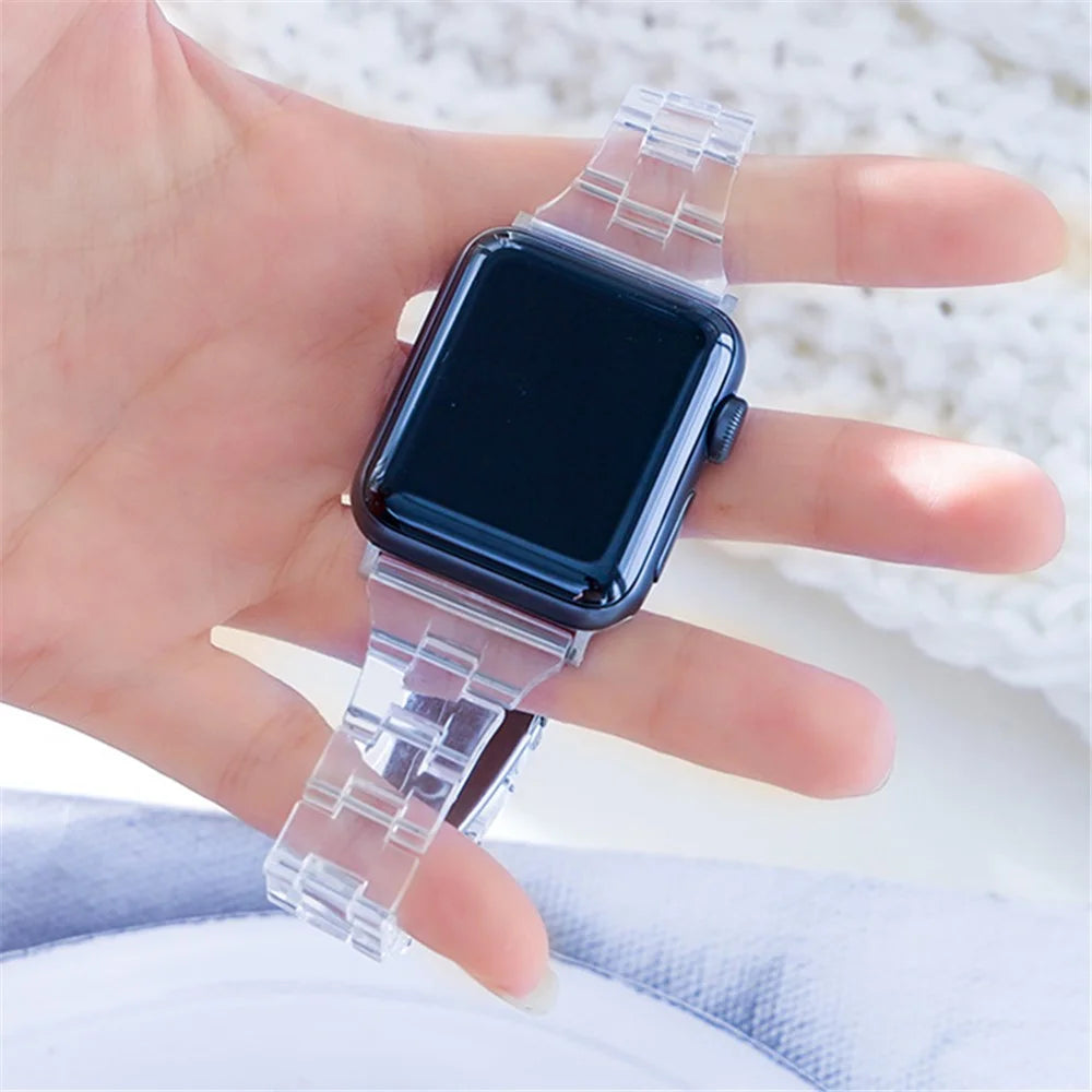 Watch Strap for Apple Watch Series 11 10 42mm / 9 8 7 41mm / SE3 SE2 SE 6 5 4 40mm / 3 2 1 38mm Jelly Resin Watch Strap - Transparent White - 4