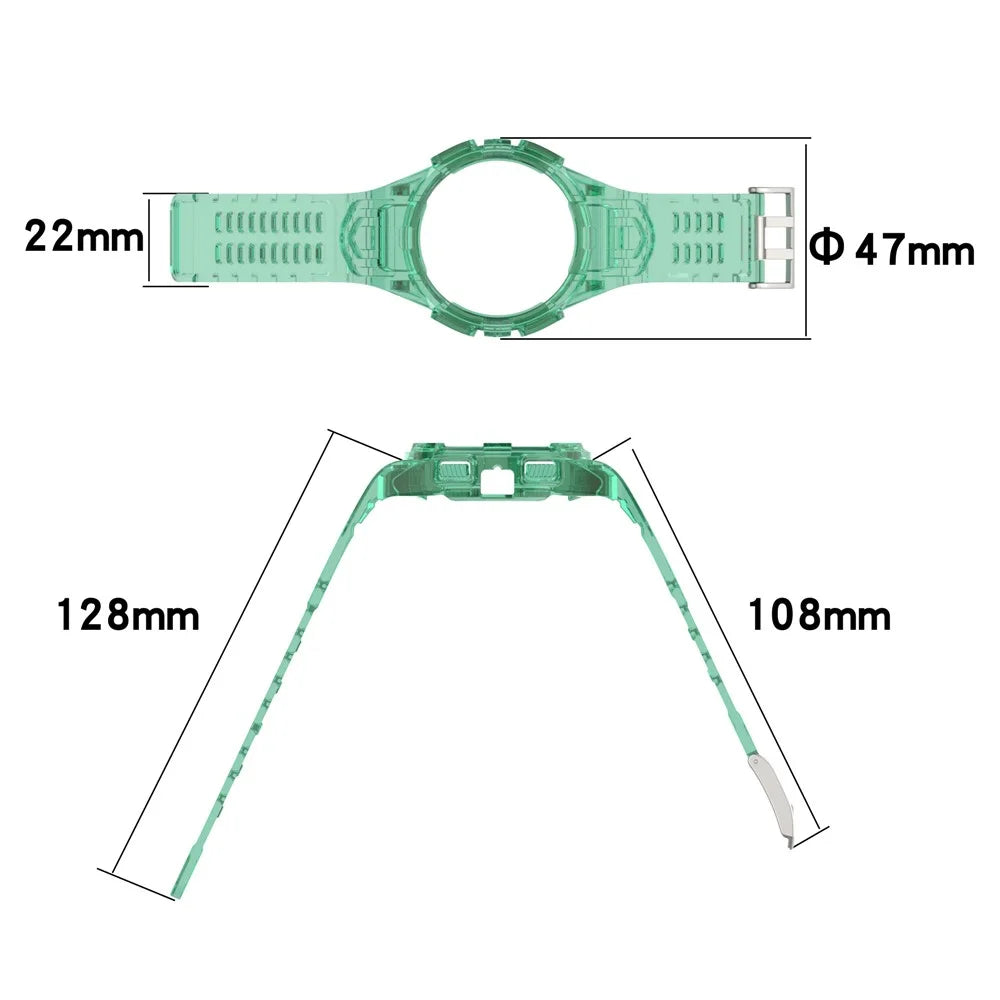For Samsung Galaxy Watch4 44mm Silicone Watch Band Replacement Strap with Integrated Watch Case - Transparent Green - 5