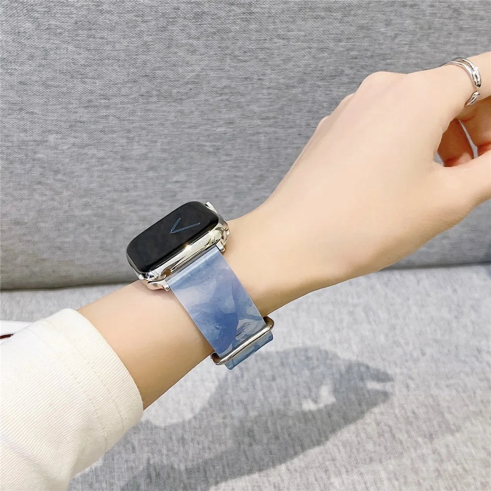 For Apple Watch Ultra 3 2 1 49mm / Series 11 10 46mm / 9 8 7 45mm / SE3 SE2 SE 6 5 4 44mm / 3 2 1 42mm Watch Band Silicone Strap - Blue Mix - 3