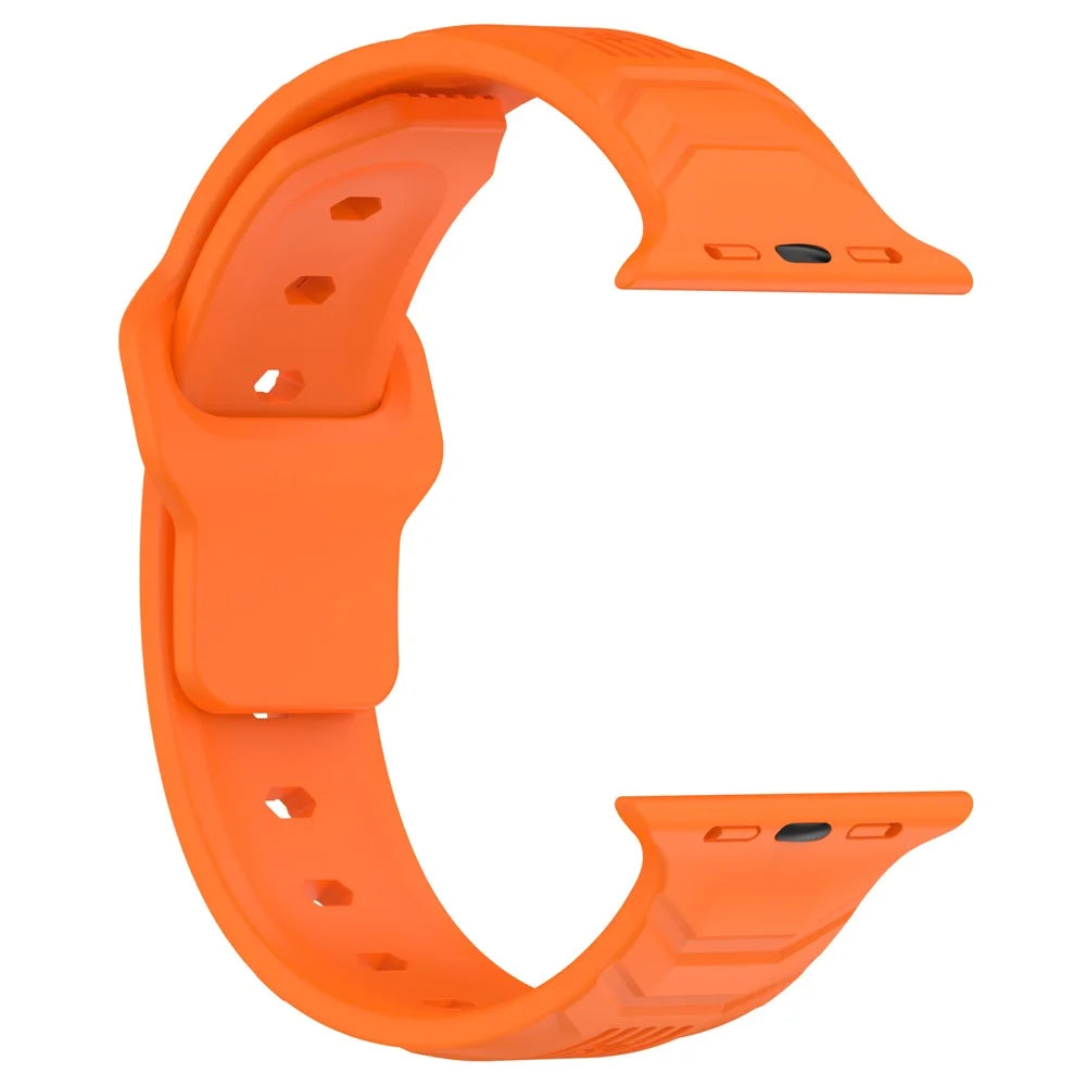 Watch Band for Apple Watch Series 11 10 42mm / 9 8 7 41mm / SE3 SE2 SE 6 5 4 40mm / 3 2 1 38mm Watch Band Texture Silicone Strap - Orange - 3