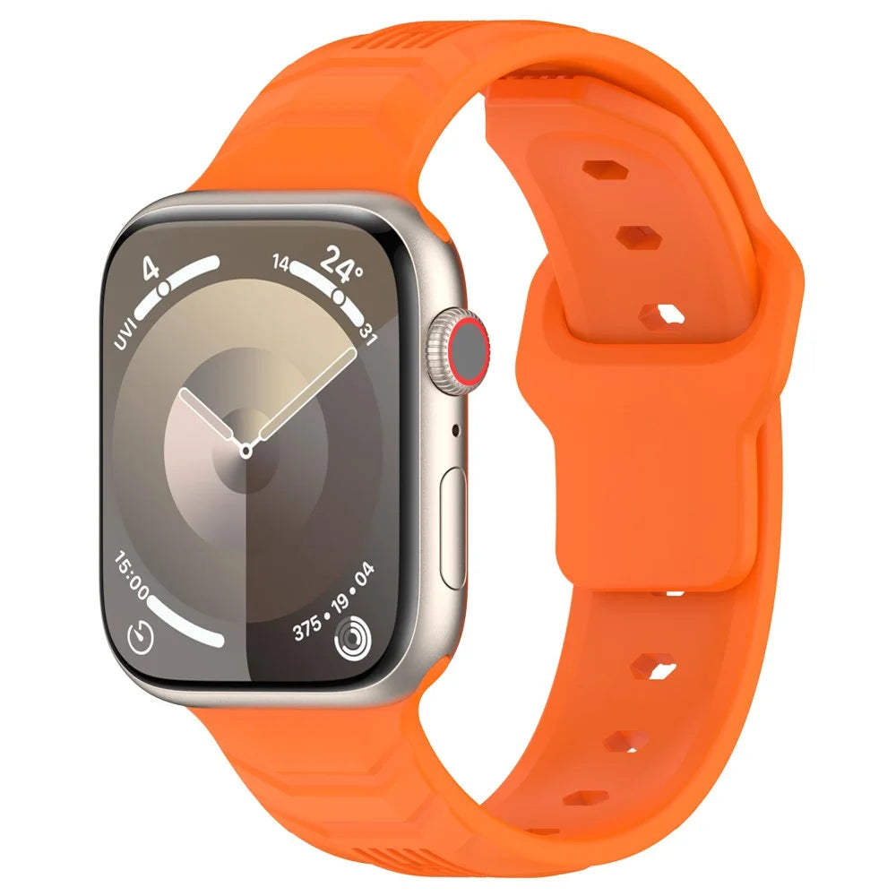 Watch Band for Apple Watch Series 11 10 42mm / 9 8 7 41mm / SE3 SE2 SE 6 5 4 40mm / 3 2 1 38mm Watch Band Texture Silicone Strap - Orange - 4