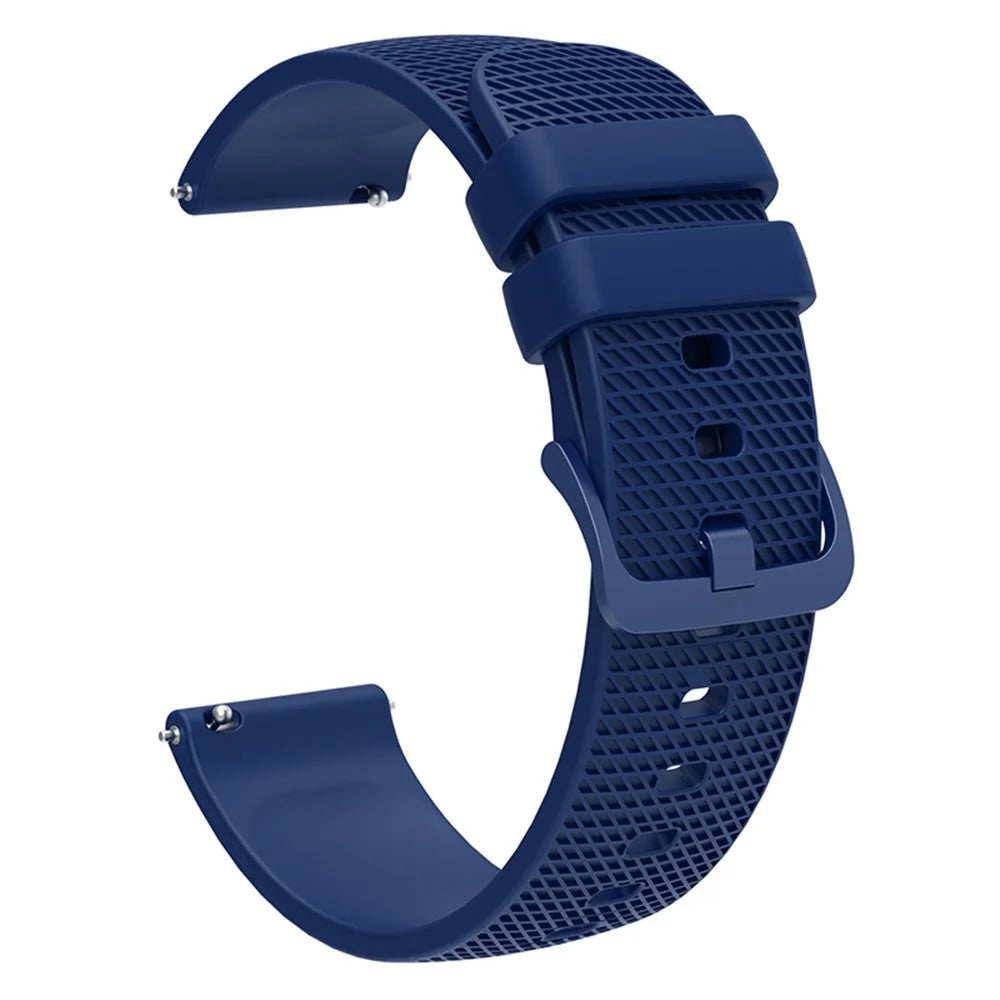 For Garmin Venu 3S / Forerunner 265S Watch Strap 18mm Plaid Pattern Silicone Band - Navy Blue - 2