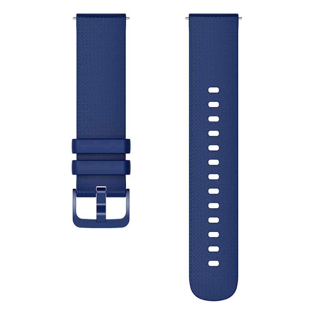 For Garmin Venu 3S / Forerunner 265S Watch Strap 18mm Plaid Pattern Silicone Band - Navy Blue - 3