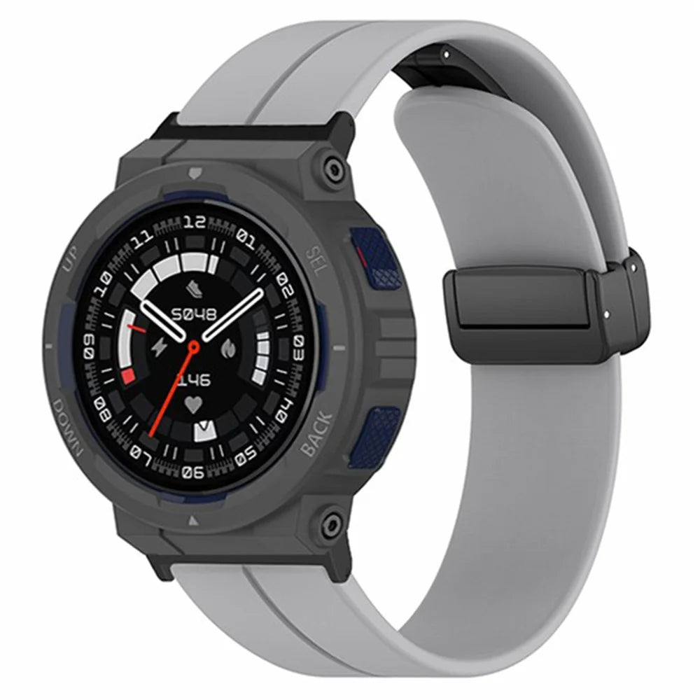 For Huami Amazfit Active Edge A2212 Watch Band Silicone Wrist Strap with Magnetic Folding Buckle - Grey - 2