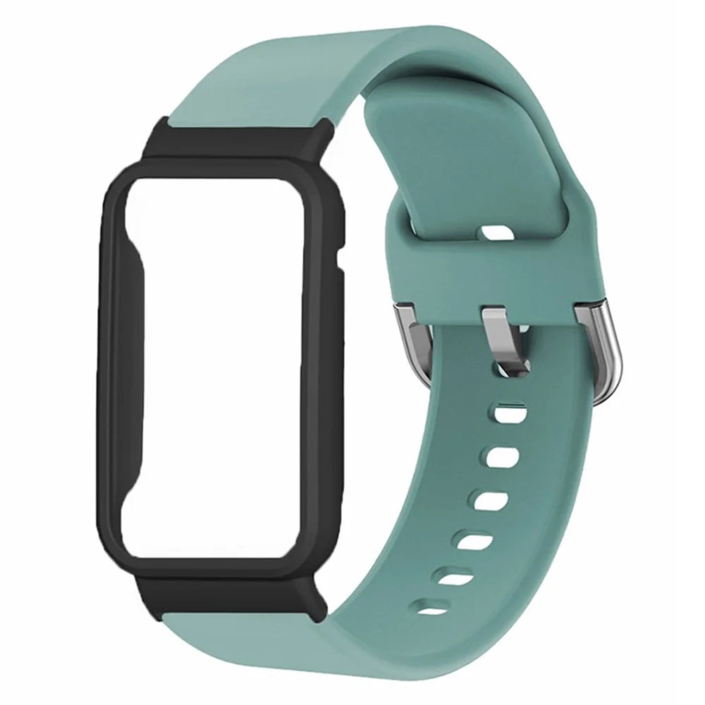 For Xiaomi Smart Band 8 Pro Silicone Sport Watch Band with Watch Case - Baby Blue+Black Shell - 2