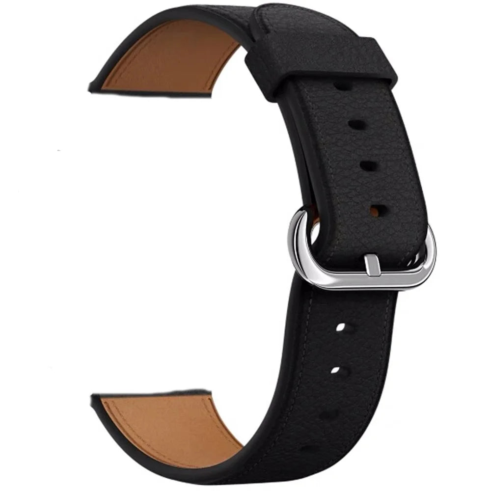Watch Band for Apple Watch Series 11 10 42mm / 9 8 7 41mm / SE3 SE2 SE 6 5 4 40mm / 3 2 1 38mm Genuine Cow Leather Watch Strap - Black - 2