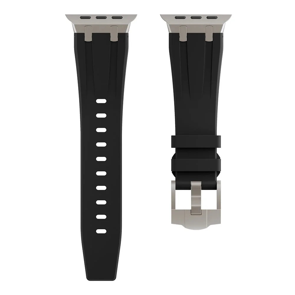 For Apple Watch Ultra 3 2 1 49mm / Series 11 10 46mm / 9 8 7 45mm / SE3 SE2 SE 6 5 4 44mm / 3 2 1 42mm Liquid Silicone Band - Titanium Black - 3